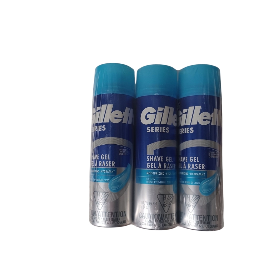Gillette Shave Gel 6 Pack NEW -7 Ounce Cans -With Cocoa Butter -Moisturizing